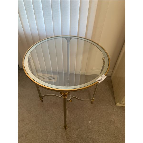 Glass Side Table w/ Metal Accents