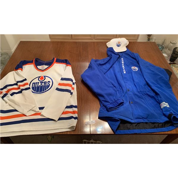 Edmonton Oilers Jersey, Windbreaker (Large), and Snapback