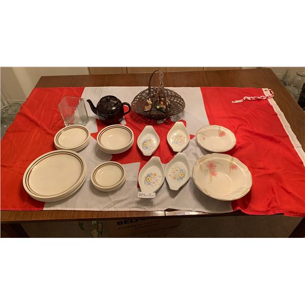 Canadian Flag, Assorted Ceramic Plates and Bowls, and More!