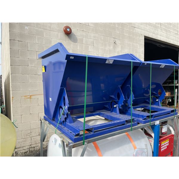 BLUE METAL 41"W X 43"D X 37"H INDUSTRIAL FORKLIFT DUMPING BIN ATTACHMENT