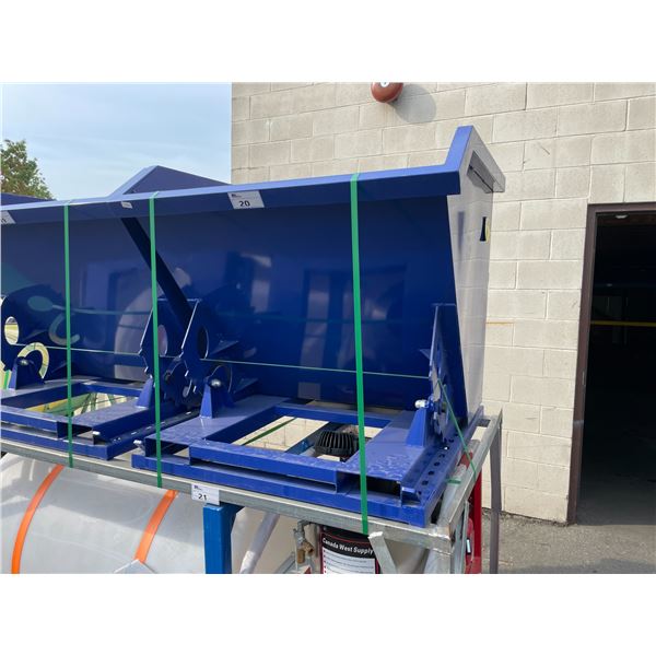 BLUE METAL 41"W X 43"D X 37"H INDUSTRIAL FORKLIFT DUMPING BIN ATTACHMENT