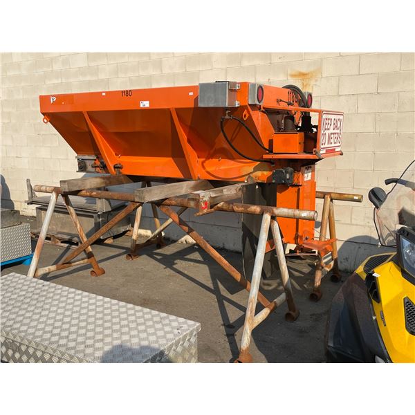 HENDERSON ORANGE 8'L X 50"W COMMERCIAL BED SALTER ATTACHMENT WITH 2 METAL YARD STANDS