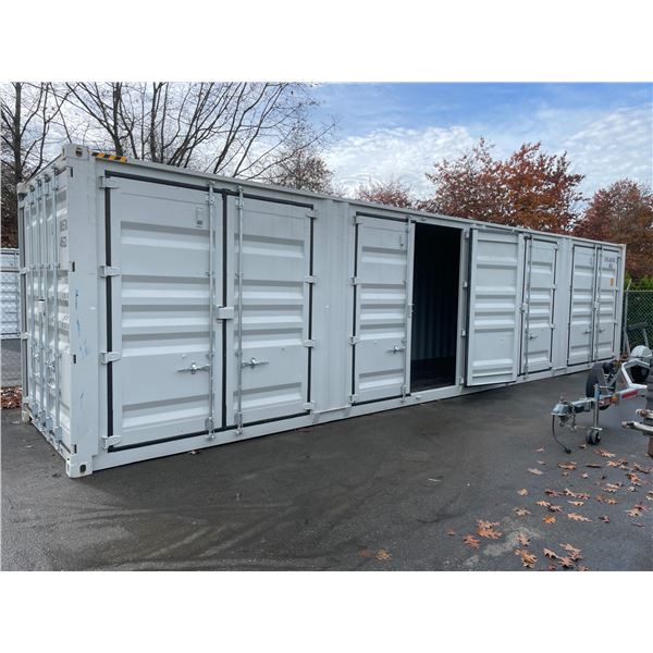 *H/T* *W* GREY 40' 52,910 MAX CAPACITY INDUSTRIAL TRANSPORT CONTAINER WITH 4 DUAL SWING SIDE DOORS