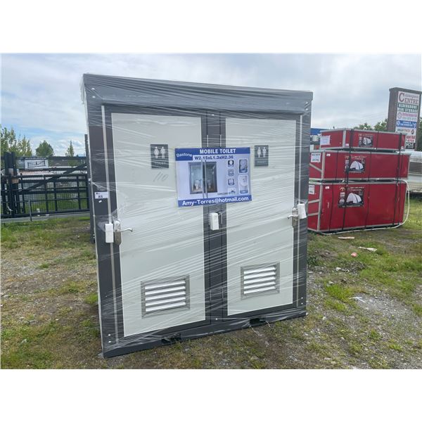 NEW BASTONE LOCKING PORTABLE MOBILE DOUBLE TOILET WITH TWO TOILETS, TWO SINKS, FANS, & KEYS