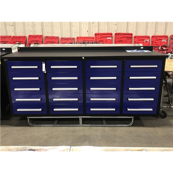 BLUE STEELMAN 20 DRAWER WORKBENCH H36" X W88" X D24" WITH ANTI-SLIP LINING