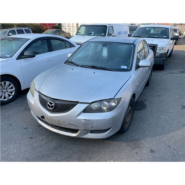 2004 MAZDA 3, 4DR COUPE, GREY, VIN JM1BK12F141117046