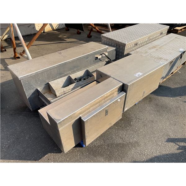 PALLET OF ASSORTED ALUMINUM TRUCK SERVICE / TOOL BOXES