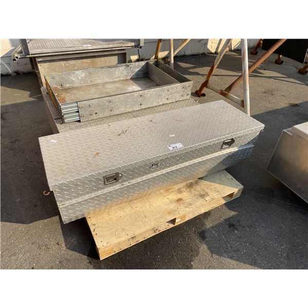 PALLET OF ASSORTED ALUMINUM TRUCK SERVICE / TOOL BOXES