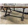 Image 3 : SOLID WOOD LIVE EDGE 114"L X 33"D X 32"H BLACK METAL BASE TABLE