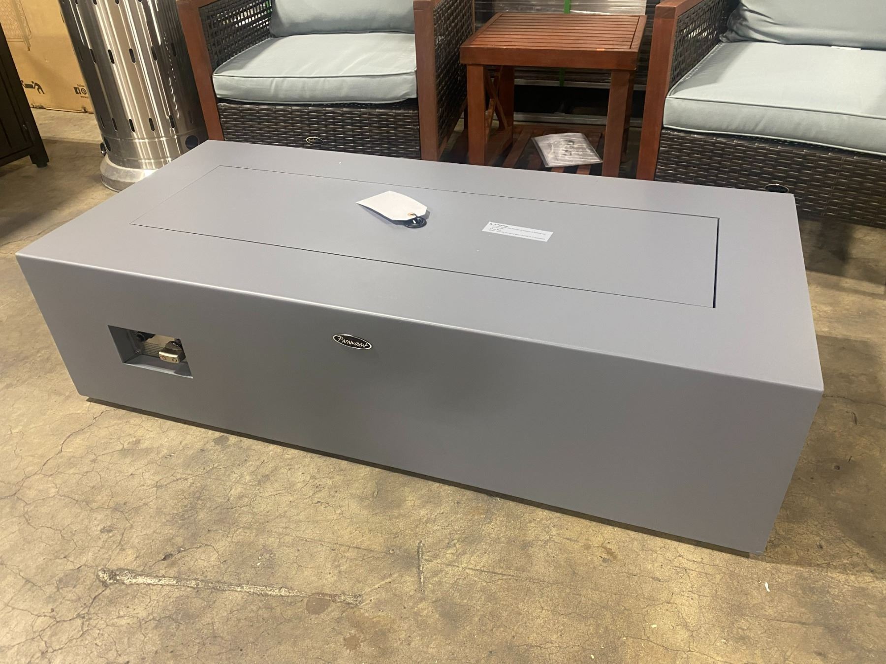 Paramount Fire Table Linear PARAMOUNT FP-416 LOW ALUMINUM CONCRETE LOOK OUTDOOR FIRE TABLE WITH ...
