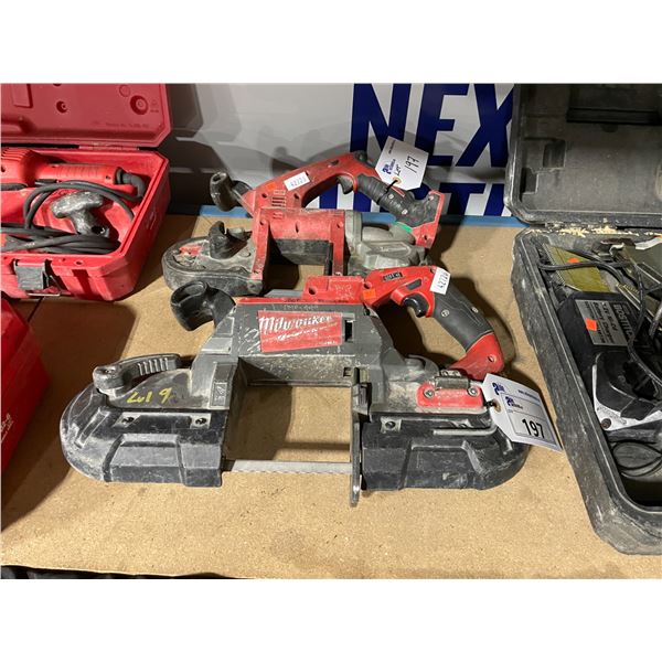 2 MILWAUKEE CORDLESS PORTABLE HAND HELD BAND SAWS ( NO BATTERIES, NO CHARGERS )