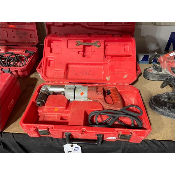 MILWAUKEE 1/2" HEAVY DUTY INDUSTRIAL ELECTRIC ANGLE DRILL IN HARD TRANSPORT CASE