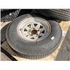 Image 2 : 2 SWALLOW ST205/75 D14 TRAILER TIRES ON WHITE 5 BOLT STEEL RIMS