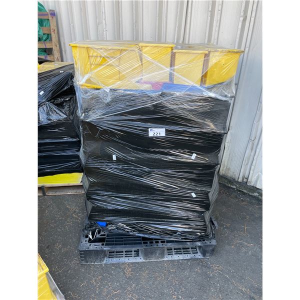 PALLET OF ASSORTED PLASTIC INDUSTRIAL STACKING PARTS BINS