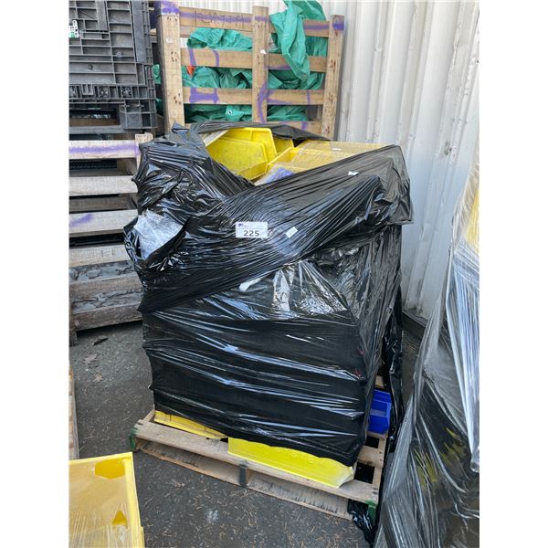 PALLET OF ASSORTED PLASTIC INDUSTRIAL STACKING PARTS BINS