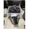 Image 1 : 4 ASSORTED MICROPHONES AND BIN OF ASSORTED AUDIO CABLES
