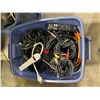 Image 2 : 3 BINS OF ASSORTED A/V CABLES, HDMI CABLES, AND STAINLESS STEEL HOUSE HOLD HANGING LIGHT FIXTURES