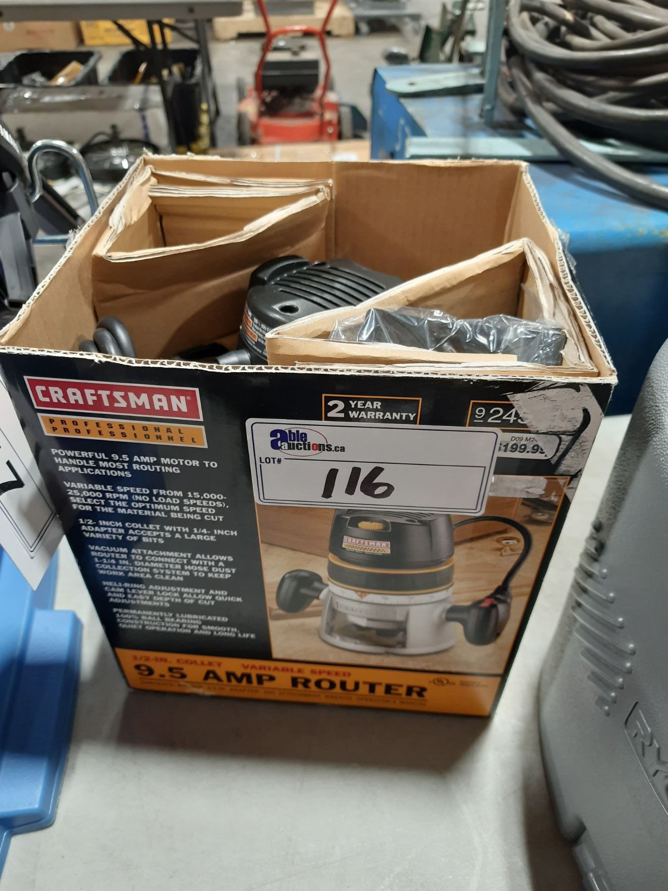 RYOBI R165U ROUTER AND CRAFTSMAN 9.5 AMP ROUTER WITH HUSKY BAG OF ...