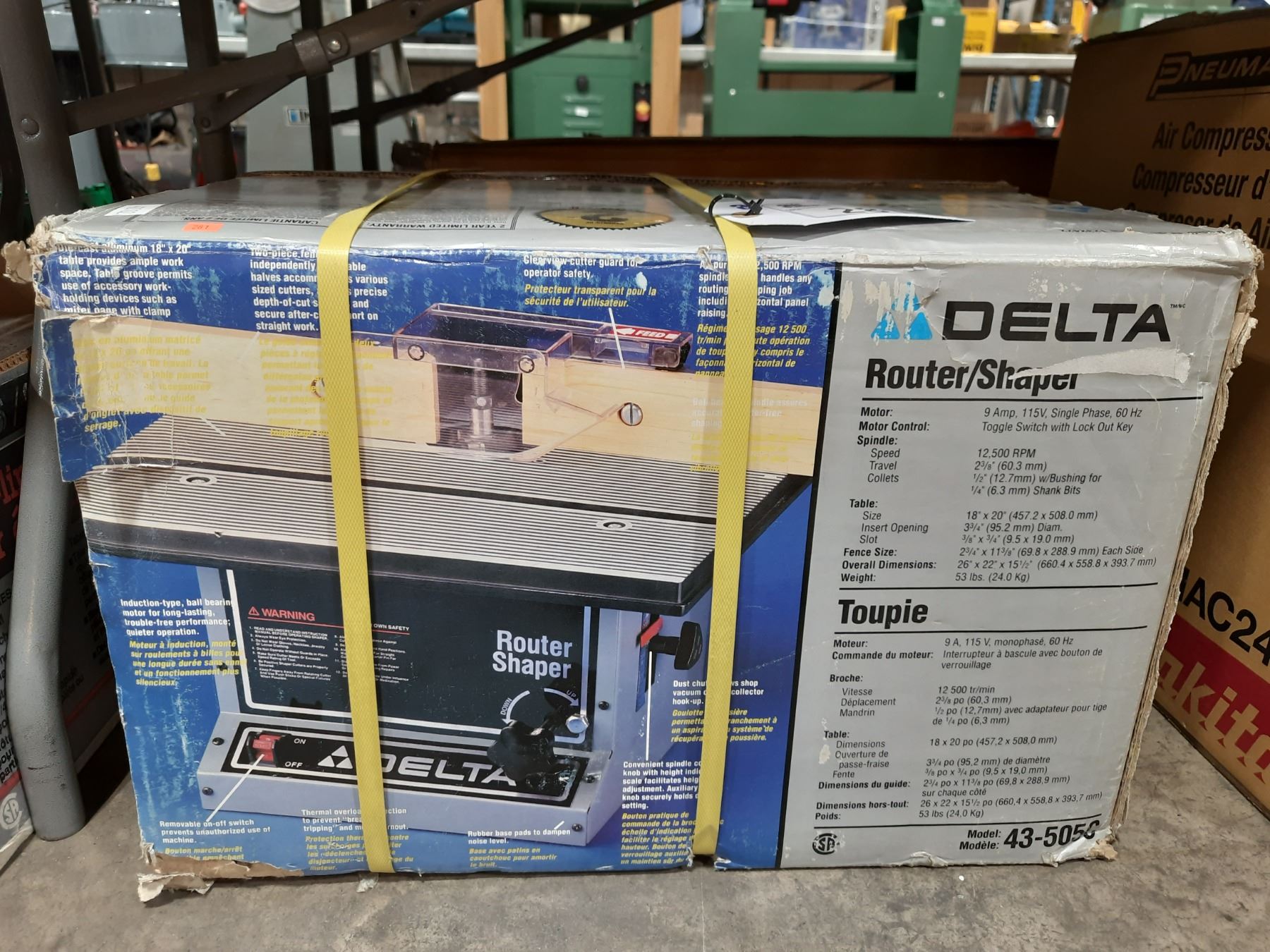 DELTA 43-5050 HEAVY DUTY WOODWORKING ROUTER/ SHAPER IN BOX