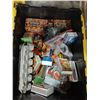 Image 2 : 4- PLASTIC BIN OF ASSORTED FIRE STARTER, SANDING SPONGES, WAY EDGING CLAMPS, CABLE TIES, MODULAR