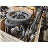 Image 2 : WOODEN PALLET CRATE OF ASSORTED BICYCLE TIRES RIMS & PARTS