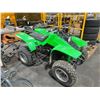 Image 1 : GREEN KAWASAKI GAS POWERED QUAD MOTORCYCLE ( NEEDS CARBURETOR, BRAKES UNHOOKED )