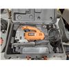 Image 2 : JOBMATE 4 1/2" ELECTRIC ANGLE GRINDER & RIDGID R3121 ELECTRIC JIGSAW IN HARD TRANSPORT CASE
