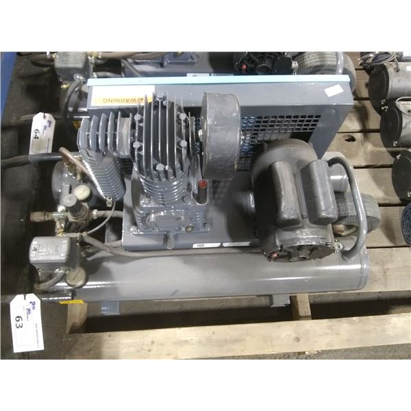 GREY HUSTISFORD C5715K17-0088 DUAL TANK MOBILE ELECTRIC INDUSTRIAL AIR COMPRESSOR