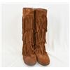 Image 4 : Suede Like Fringed High Top Boots, Size 10M
