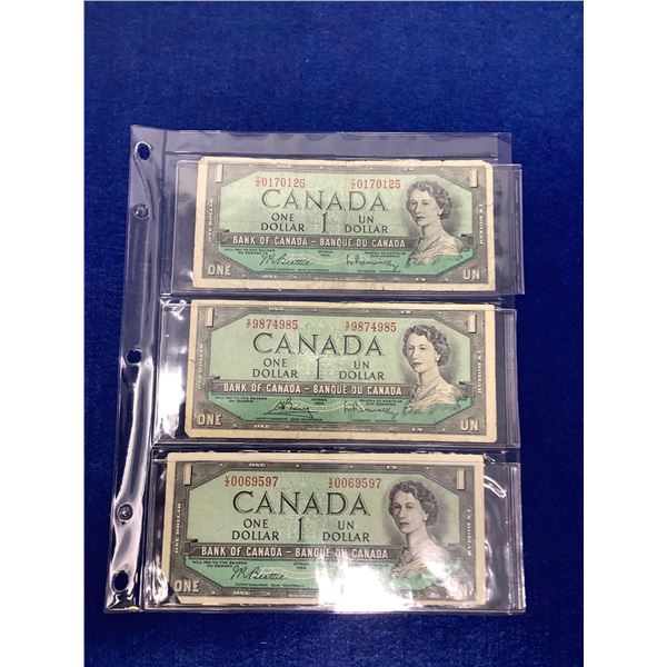 Canada 1954 One Dollar Bills - Lot of 3
