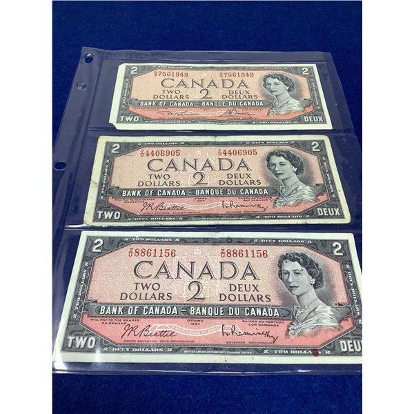 Bank of Canada 1954 Two Dollar Bills - Lot of 3