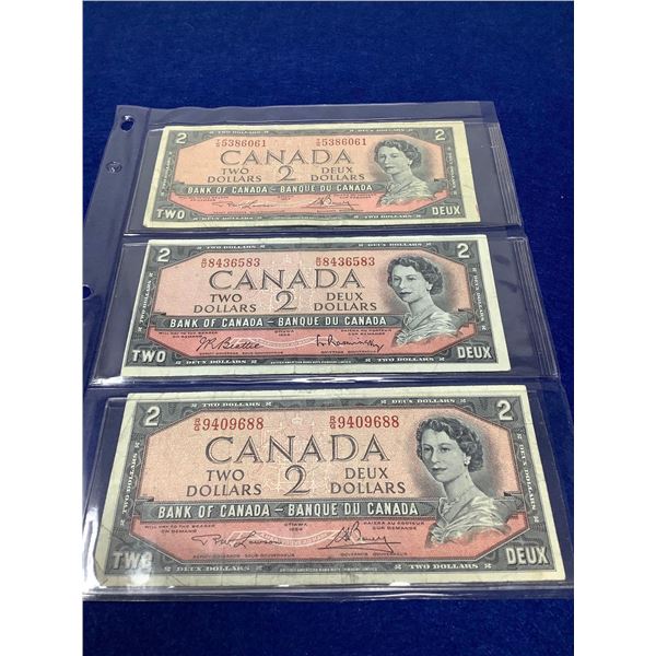 Bank of Canada 1954 Two Dollar Bills - Lot of 3