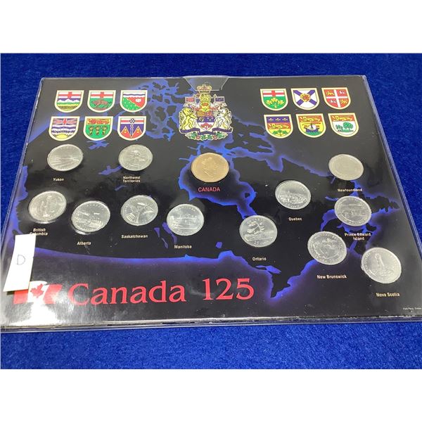 Canada 125 Year Anniversary Provincial Quarter s and loonie of Canada Set