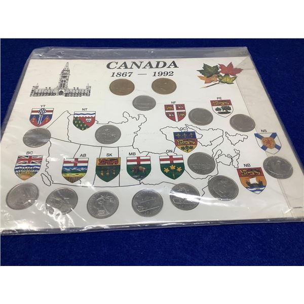 Canada 1867-1992 Provincial Quarters  and double loonie Diplay Set