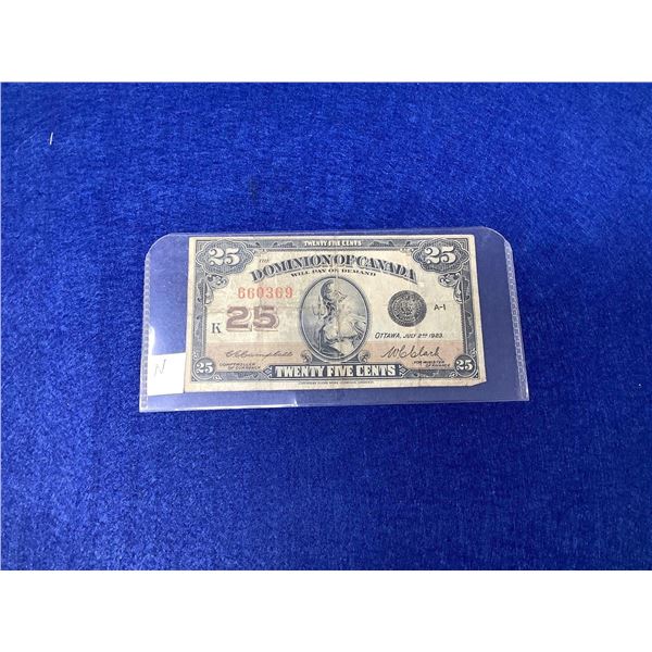 Dominion of Canada 1923 25 Cent Shinplaster