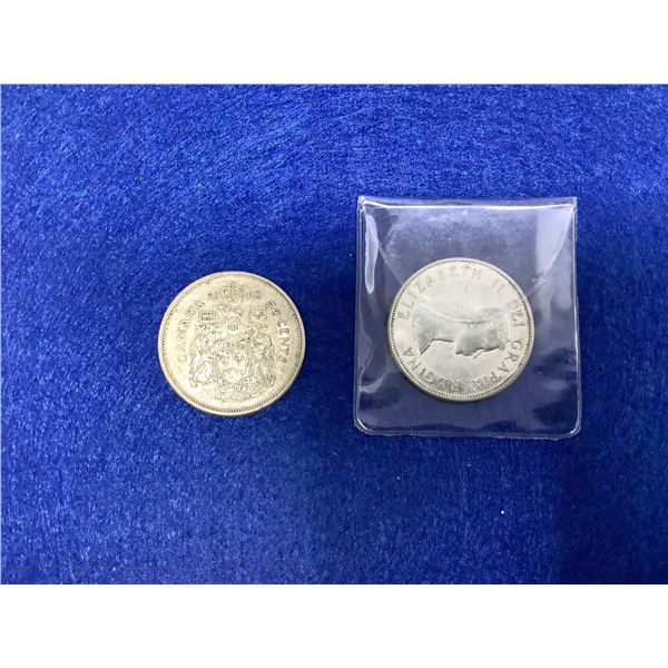 Canada 1960 & 1964 Silvr $.50 cent Coins lot of 2