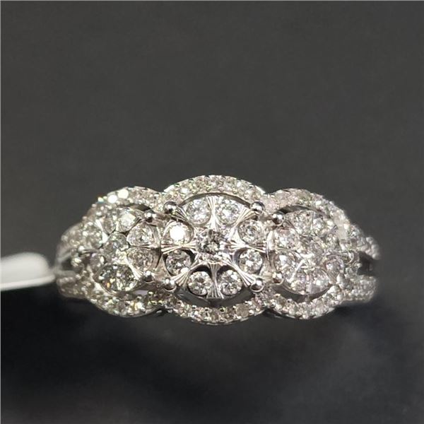 10K White Gold Diamond(0.5ct) Ring (~Size 7)(Ring is resizable for $40) (~length inches) (~weight 3.