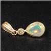 Image 1 : 14K Yellow Gold Opal(0.8ct) Diamond(0.15ct) Pendant (~Size )(Ring is resizable for $40) (~length inc
