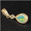 Image 2 : 14K Yellow Gold Opal(0.8ct) Diamond(0.15ct) Pendant (~Size )(Ring is resizable for $40) (~length inc