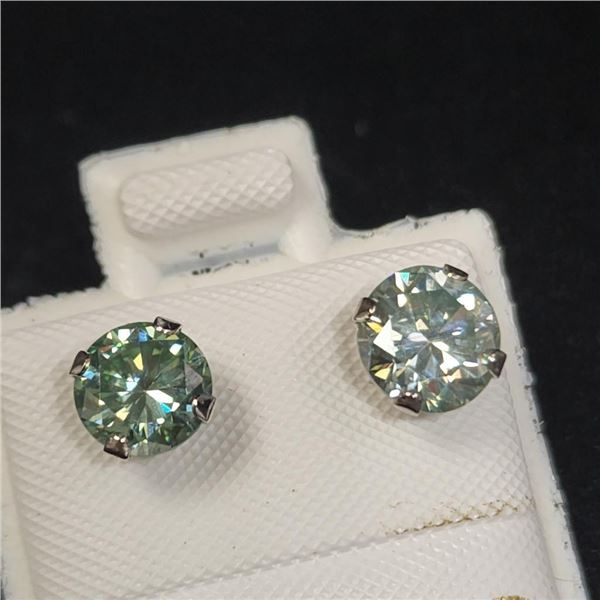 10K White Gold Moissanite(1.5ct) Earrings (~Size )(Ring is resizable for $40) (~length inches) (~wei