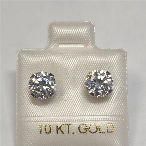 10K White Gold White Moissanite(1.52ct) Earrings (~Size )(Ring is resizable for $40) (~length inches