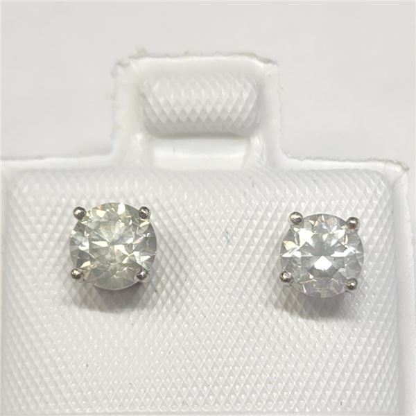 14K White Gold Diamond (0.88Ct,Si2-I1,G-H) Earrings (~Size )(Ring is resizable for $40) (~length inc