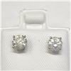 Image 1 : 14K White Gold Diamond (0.88Ct,Si2-I1,G-H) Earrings (~Size )(Ring is resizable for $40) (~length inc