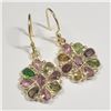 Image 2 : Silver Tourmaline Gold Plated Earrings (~Size )(Ring is resizable for $40) (~length inches), Suggest