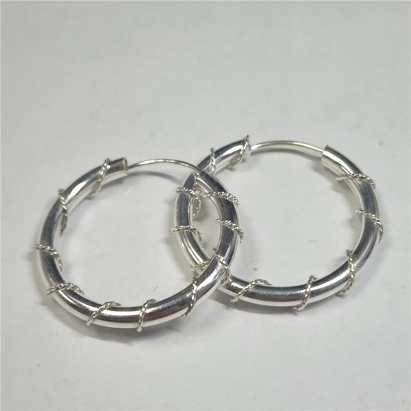 Silver Hoop Earrings (~Size )(Ring is resizable for $40) (~length inches), Suggested Retail Value $3