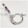 Image 1 : Silver Created Pink Sapphire Earrings (~Size )(Ring is resizable for $40) (~length inches), Suggeste