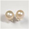 Image 1 : 14K Yellow Gold Fresh Water Pearl And Diamond(0.02ct) Earrings (~Size )(Ring is resizable for $40) (