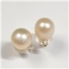 Image 2 : 14K Yellow Gold Fresh Water Pearl And Diamond(0.02ct) Earrings (~Size )(Ring is resizable for $40) (