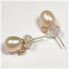 Image 3 : 14K Yellow Gold Fresh Water Pearl And Diamond(0.02ct) Earrings (~Size )(Ring is resizable for $40) (