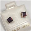 Image 2 : 14K Yellow Gold Garnet(0.8ct) Earrings (~Size )(Ring is resizable for $40) (~length inches), Made in